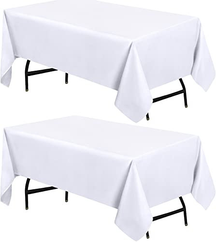 Utopia Kitchen Mantel de Poliéster 152 x 213 cm (Pack de 2, Blanco) Cubierta de Mesa Lavable a Máquina Ideal para Fiestas, Eventos, Bodas y Restaurantes (60 x 84 Pulgadas)