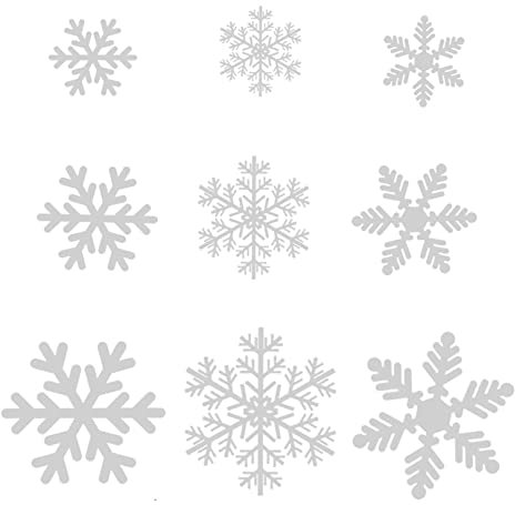 Linkbro 182 Stück Schneeflocken Deko Fenster, 3 Muster, 5.5/8 / 11CM, Statisch Haftende PVC Aufkleber, Abnehmbare Weihnachts Fensterbilder Weihnachtsdeko für Glastüren Anzeigefenster