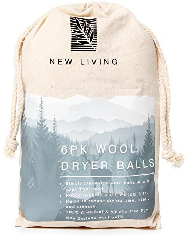 Wool Dryer Balls - 6-Pack Reusable, 100% Organic Fabric Softener Alternative, Unscented, Reduce Wrinkles & Static Cling, Shorten Drying Time, Natural Handmade