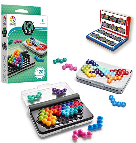 SmartGames IQ Six Pro Travel Game for Kids and Adults, a Skill-Building Brain Game - Brain Teaser for Ages 8 & Up, 120 Challenges in Travel-Friendly Case