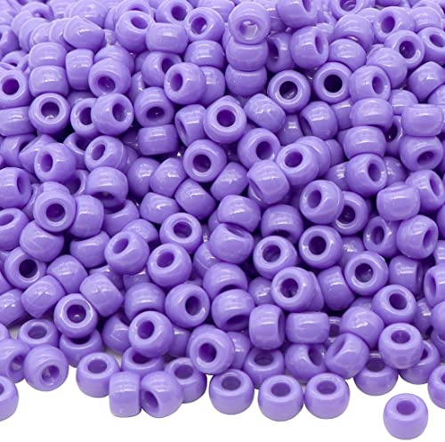 Auvoau 1 000 st ponnypärlor armband 9 mm lila plast tunna ponny pärlor för halsband, hårpärlor för flätor, nyckelring, smyckestillverkning (lila)