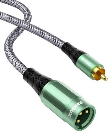 RAWAUX Câble XLR vers RCA, 3 Broches XLR Mâle à RCA Mâle Audio Stéréo Adaptateur Câble de Connexion Microphone Asymétrique pour Haut-parleurs, Amplificateurs 1M
