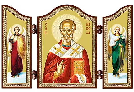 NKlaus Triptychon christliche Ikone 13, 1 x 8, 4 x 0, 6 cm Heilige, 1 Stück | Nikolaus; sv nikola ikone groß