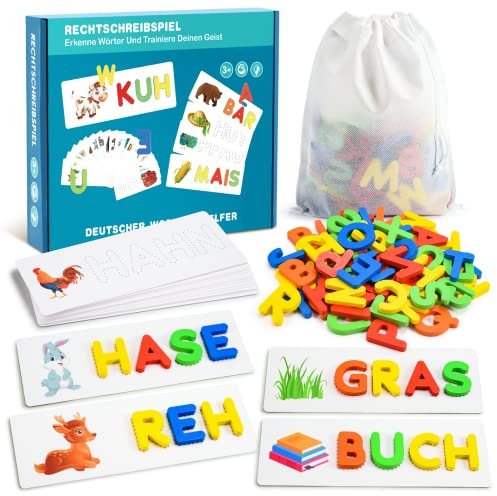 Qukir Buchstaben Lernen Lernspiele, Montessori Spielzeug ab 3 Jahre Vorschule Spiele ab 2 3 4 5 6 7 Jahren Jungen und Mädchen Geschenk Junge 3 4 5 6 Jahre Lernspiele ab 3 4 5 6 Jahre Kinderspielzeug
