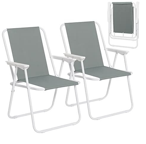 WOLTU Campingstuhl Faltbar, 2er Set, Faltstuhl Klappstuhl Komfortable, Angelstuhl Ultraleichter mit Armlehnen für Picknick, Outdoor, Wandern, Garten, Balkon, Dunkelgrau