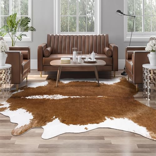 AROGAN Teppich aus Rindsleder, 20,3 x 25,4 cm, brauner Kuhdruck, großes Tierversteck, Teppich | Premium-Teppich aus Rindsleder, Westernteppich für Schlafzimmer, Wohnzimmer, Dekoration, strapazierfähiges Rindslederimitat
