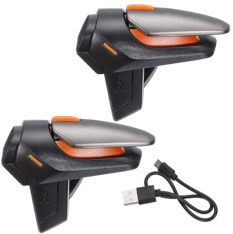 sourcing map Gaming Trigger Mobile Game Controller 1 Pair Fire Key Burst Shooter Black for 4.7-6.5 Inch Cell Phone with 20cm USB Cable