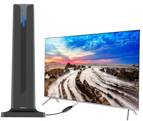 YOUNLEN Antenna TV Interna amplificata potente a 120+ miglia Antenna a Base amplificatore segnale tv,support canali gratuiti 4K 1080p VHF UHF/DVB-T2,cavo coassiale 3M,per Home Smart Televisione/Radio