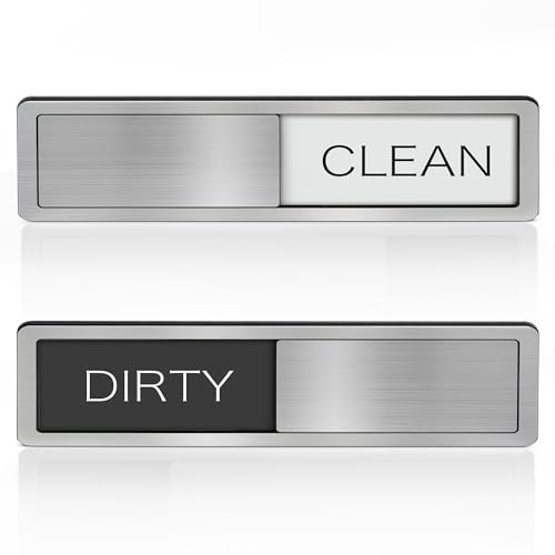 Dishwasher Magnet Clean Dirty Sign - Stainless Steel Dishwasher Magnetic Sign - Clean & Dirty Dishwasher Slider Easy to Indicator - Kitchen Gadgets