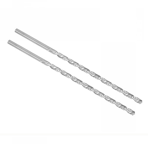 TOP-VIGOR 2Pcs 7mm Dia Extra Long Twist Drill Bits, 250mm Length High Speed Steel Extended Spiral Drill Bit, Straight Shank Twist Drill Bit Tool for Wood Metal Aluminum Plastic