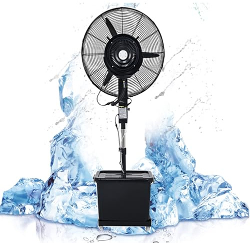 Ventilateur Portable Brumisateur, Ventilateur de Refroidissement sur Pied Extérieur 3 Vitesses, Oscillation 90 °, Réservoir d'eau 42 L, Ajout Automatique d'eau ( Color : B 110V , Size : 81cm/31in )
