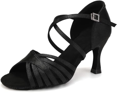 Uonpie Scarpe da Ballo Latino Americano Donna Raso Professionale Scarpe da Salsa Tango Bachata Scarpe con Punta Aperta