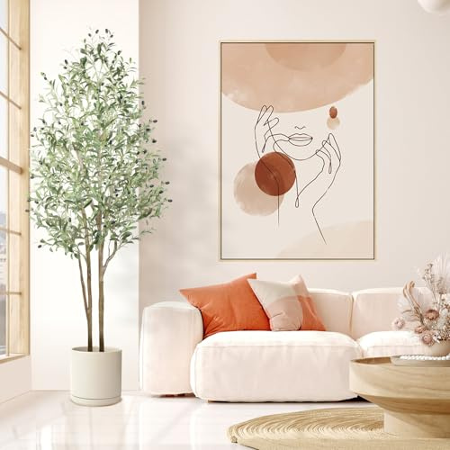 Alupssuc 6.2ft Artificial Olive Tree with Natural Wood Trunk & Lifelike Fruits, Fake Olive Tree with White Planter for Home Balcony Office Garden Room Decor Gift, 6.2 Feet