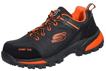 Skechers Gatlon Strigax Konstruktionsstiefel für Herren, Schwarz Orange Leder Synthetik Textil, 43 EU