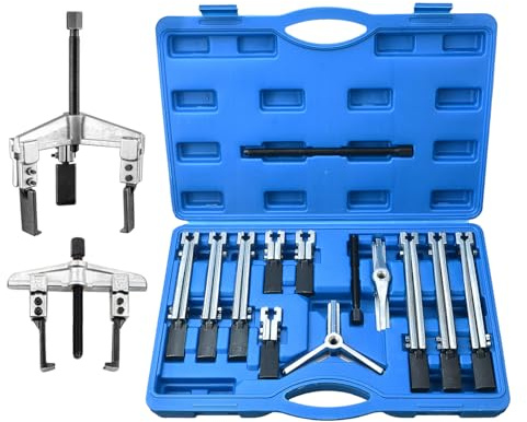 Zoomtools 13 Teiliges Parallelabzieher Lagerabzieher Werkzeug Innenabzieher Satz Innenlager Werkzeugset Kugellagerabzieher, 2 und 3 Armig, Breite 45-135 mm, Tiefe 105-265 mm