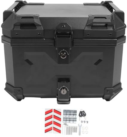 Caja para Motocicleta, Almacenamiento Universal Impermeable para Equipaje Trasero, Caja Trasera para Maletero de 45L, Placa de Liberación Rápida