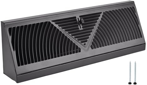 Flowild 15 Inch Baseboard Register (Duct Opening Size) - Baseboard Vent Covers for Home - Easy Adjust Air Supply Lever Floor Baseboard Diffuser (Black)
