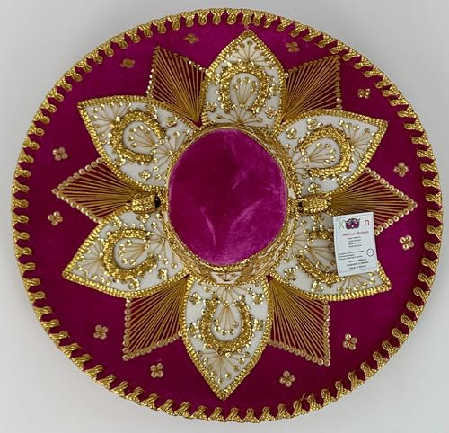 Sombrero Mariachi Hut in pink und gold Farbkombianation aus Mexiko in M Größe