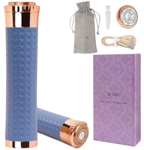 BLIBEE Épilation faciale pour femme, appareil d'épilation rechargeable, rasoir électrique indolore pour lèvres, bras, visage, duvet de pêche (bleu nil)