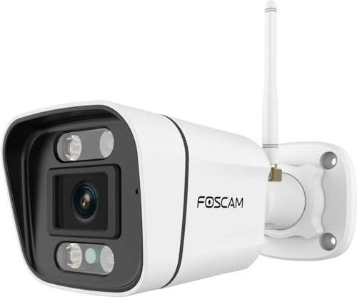 Foscam Caméra IP V5P WiFi Dual 2.4/5GHz 5MP, sécurité, détection humaine/véhicule, audio, vision nocturne couleur, sirène d'alarme.