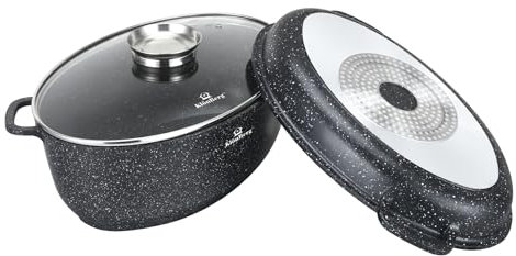 Klönberg Aluguss Bräter, 8L Alugussbräter,Bratpfanne, zwei in eins, Gänsepfanne KB4036 SCHWARZ