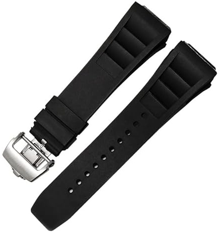 VYSLZ Gummi-Silikon-Uhrenarmband für RICHARD MILLE RM011-Serie. Silikonband-Zubehör, Herren-Uhrenarmband, 25–20 mm(Black,25mm Gold Buckle)