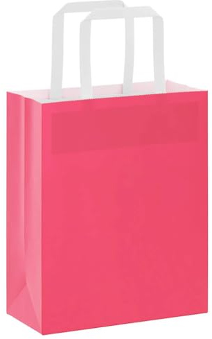 vidaXL Papiertragetaschen 250 Stk., Papiertüten mit Henkeln, Papiertüten, Geschenktüten für Einkaufen Hochzeiten Verpackungen Partys Geburtstag Weihnachten, Rosa 18x8x22cm
