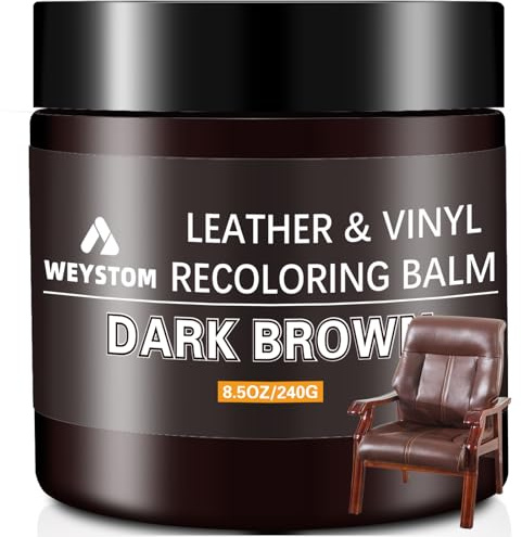 WEYSTOM Leder Reparatur Set - Dunkelbraun Restorativer Farbstoff für Möbel,Taschen und Auto-Innenräume. Repariert Kratzer, Verblassen und Risse und erneuert gleichzeitig Lederoberflächen