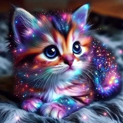 ZephyrHome Kit de Pintura Diamante 5D DIY Gato para Adultos y Niños, Cuadro Diamante con Diamantes Coloridos, Pintura con Diamantes Redondos, Decoración de Pared para Hogar y Regalo Creativo 30x30 cm