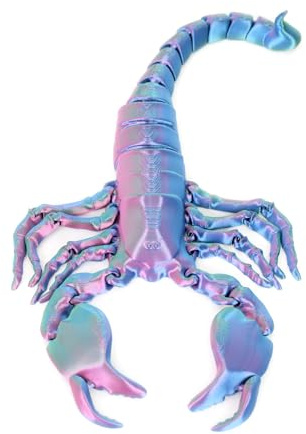 Kreative Feder Beweglicher 3D-Gliederskorpion – Farbenfroh & Flexibel – ca. 23 cm Länge (Blau-Lila, Skorpion)