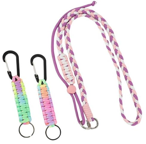 Mecmbj Mosqueton Llavero, Paracord Llaveros con Mosquetón Clip, Cadena para Teléfono Móvil Universal para Colgar, para MontañIsmo, Motocicleta, Camping, Escalada en Roca, Pesca, Senderismo, Viajes