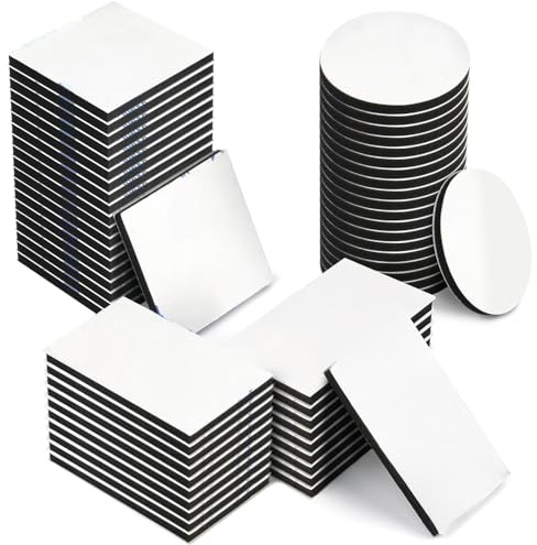 Confezione da 60 cuscinetti adesivi double face, portata 5 kg, per pareti, casa, impermeabile, senza lasciare residui (20 quadrati + 20 giri + 20 rettangoli)
