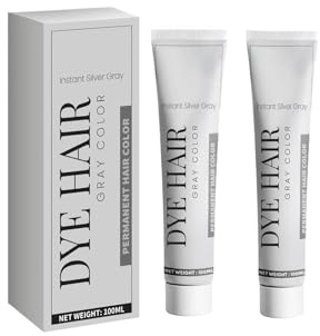 Silver Gray Natural Hair Dye Cream, Instant Haarfarbe Grau Silber Haarfarbes, Naturals Graue Haarcreme, Nährende Pflege für langanhaltende Farbfixierung, Universell für alle Haartypen (graue, 2 pcs)