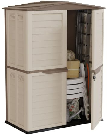 INTEC - Abri de Jardin/Cabanon de Rangement Extérieur Beige en Polypropylène (151x83x200 cm) | Imputrescible, Étanche, Anti-UV | pour Outils/Accessoires de Jardin