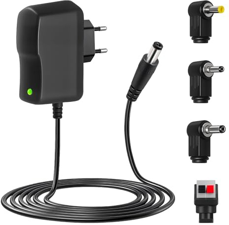 12V 2A Cargador Universal para Yamaha, Adaptador de Corriente 24W Fuente de Alimentación Universal con 4 Conectores para Keyboard Tiras de luz LED Router CCTV Cámaras Cajas de TV Parlantes Enrutadores