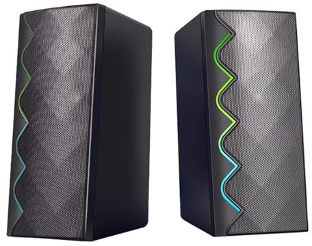 YCHUCH Haut-parleur multimédia portable USB avec lumière colorée et améliore les basses pour une utilisation sur ordinateur de bureau ou pour les amateurs de musique