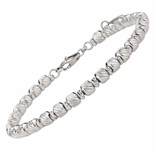 SAGA GIOIELLI Bracciale Uomo Donna Nodini Inserti Zigrinati Confezione Regalo Acciaio