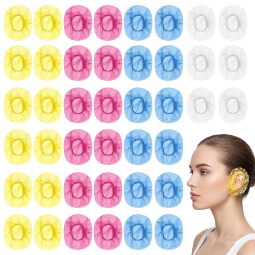 AOOWU 200 piezas Orejeras Desechables Transparentes para la Ducha, Colorido | Protectores Auditivos Desechables para Ducha, Protector de Oreja Desechable, Impermeables, para Peluquerías Baños Tintes