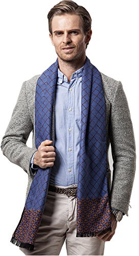 Tuopuda Herren Winter Schal, Klassik Super Soft Luxuriös Kaschmir Feel, Kariert, Blau