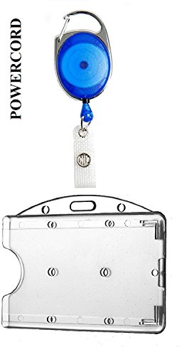1x Ausweisset - Ausweisjojo Jojo Zipper EXTRA reißfester POWERCORD Schnur Seil + Kartenhalter Kartenhülle Daumeneingriff horizontal