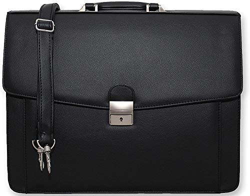 Just Glamour Aktentasche Herren schwarz Aktenkoffer Bürotasche Schwarz Businesstasche aus PU Leder mit Schultergurt MA33