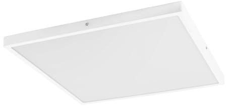 EGLO LED Deckenleuchte Fueva 1, 1 flammige Deckenlampe, Material: Aluminium | Kunststoff, Farbe: Weiß, L: 50x50 cm, warmweiß