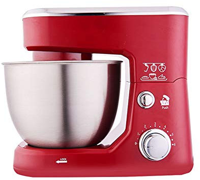 Miscelatore Elettrico, 4L Elettrico in Acciaio Inox Ciotola Stand Gastronomico Mixer Crema Blender Impastare Pasta Torta di Pane Chef Macchina Frusta Frusta Le Uova,Rosso