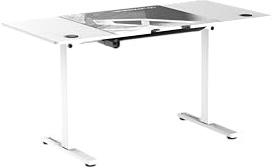 ULTRADESK - Level V2 Höhenverstellbarer Schreibtisch - Elektrischer Computertisch - 140x68 cm, für Gaming, Büro, Homeoffice - Set mit XL-Mauspad - Schwarz, Weiß