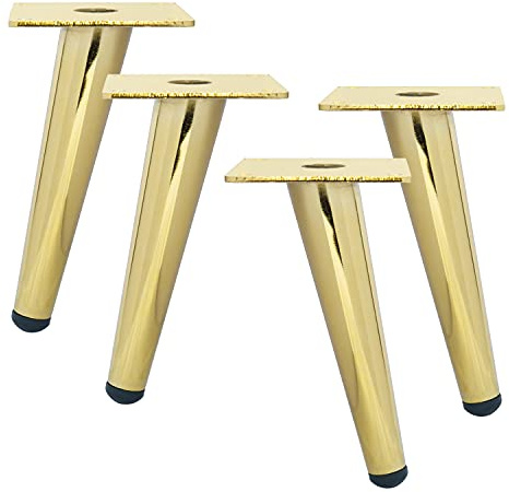 Btowin 30cm Metall Möbelfüße, 4 Stück Mitte des Jahrhunderts Modern Stil Eisen Schräg Konisch Gold DIY Ersatz Tischbeine Schrankfüße für Schrank Sofa Couchtisch Bett TV-Ständer