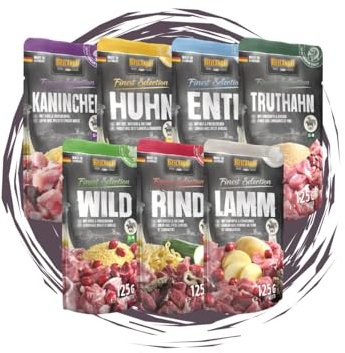 Belcando Finest Selection 24x125g - Hundefutter - Frischebeutel, Ideal für Sensible & wählerische Hunde - ohne Zusätze & Sortenwahl möglich (Wild, Huhn, Truthahn, Rind, Lamm, Kaninchen & Ente)