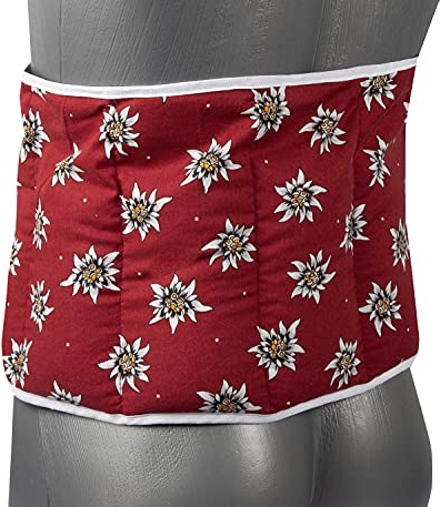 Wärme Körnerkissen - Großes Wärmekissen - Gürtel mit Klettverschluss für Rücken - Lenden. Rückenkissen - ca. 135cm lang - 7-Kammer - Blume-Edelweiß - Weizenkornkissen