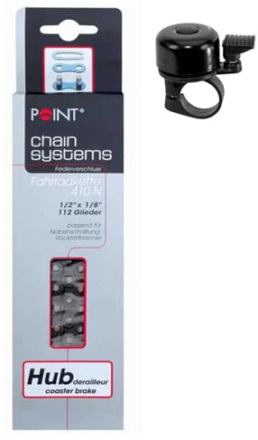 Point 410N Fahrradkette 1/2 x 1/8 Nabenschaltung Rücktritt inkl. maxxi4you Fahrradklingel