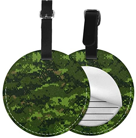 Gepäckanhänger mit Namensausweis, digital, Camouflage, Grün, 2 Stück