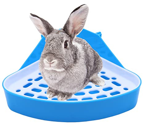 Litewoo Rabbit Litter Box Toilet Bunny Corner Litter Pan Pet Toilet Potty for Guinea Pigs Hamster Chinchilla Ferret Rabbit Small Animal (Blue)